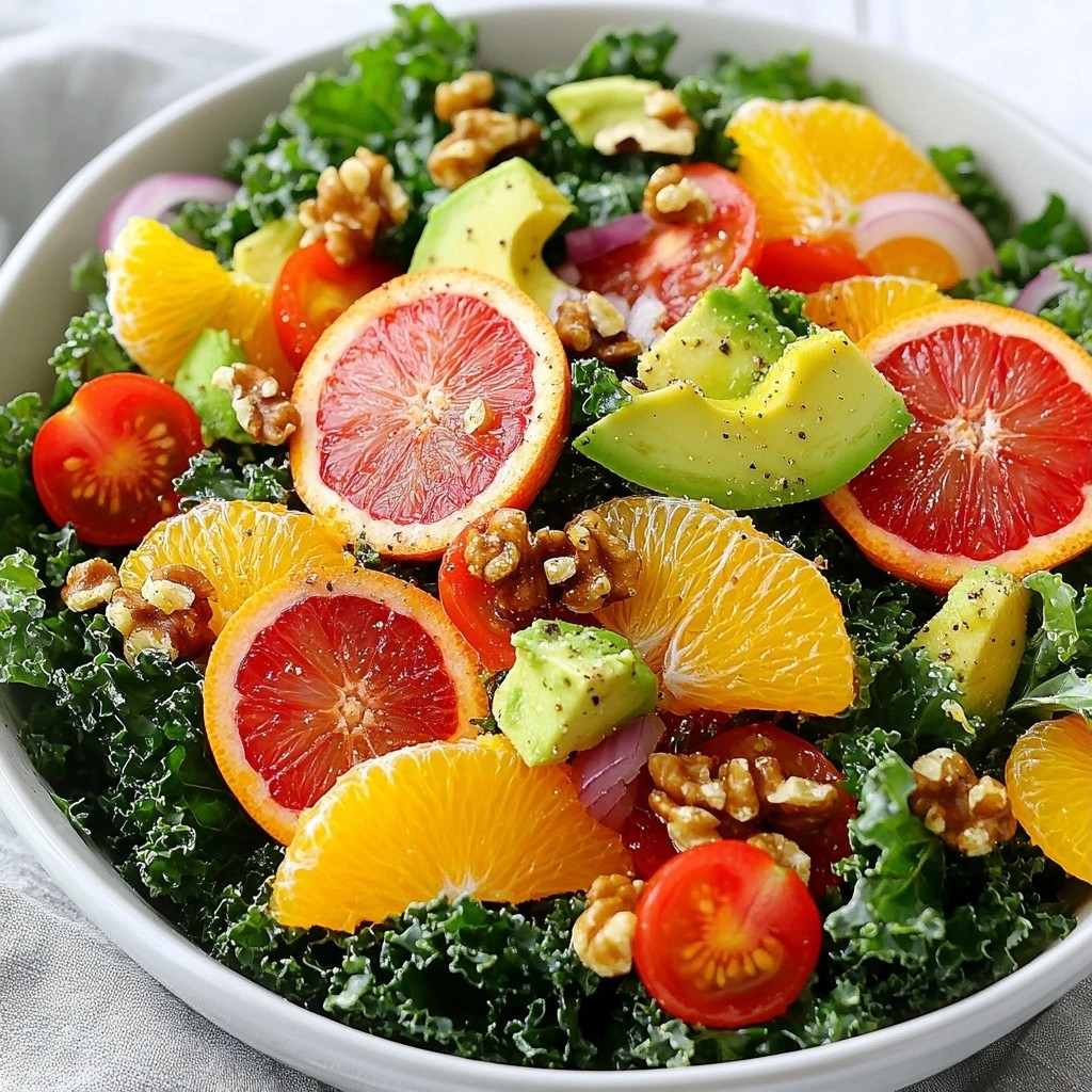 Vibrant Healthy Citrus Walnut Kale Salad Recipe
