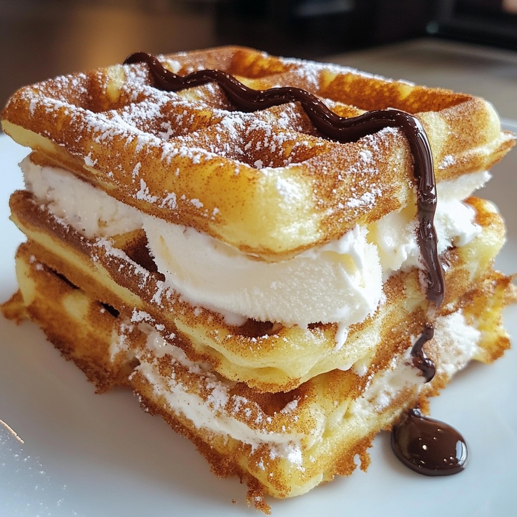 Churro Waffle Ice Cream Sandwiches Sweet and Delectable