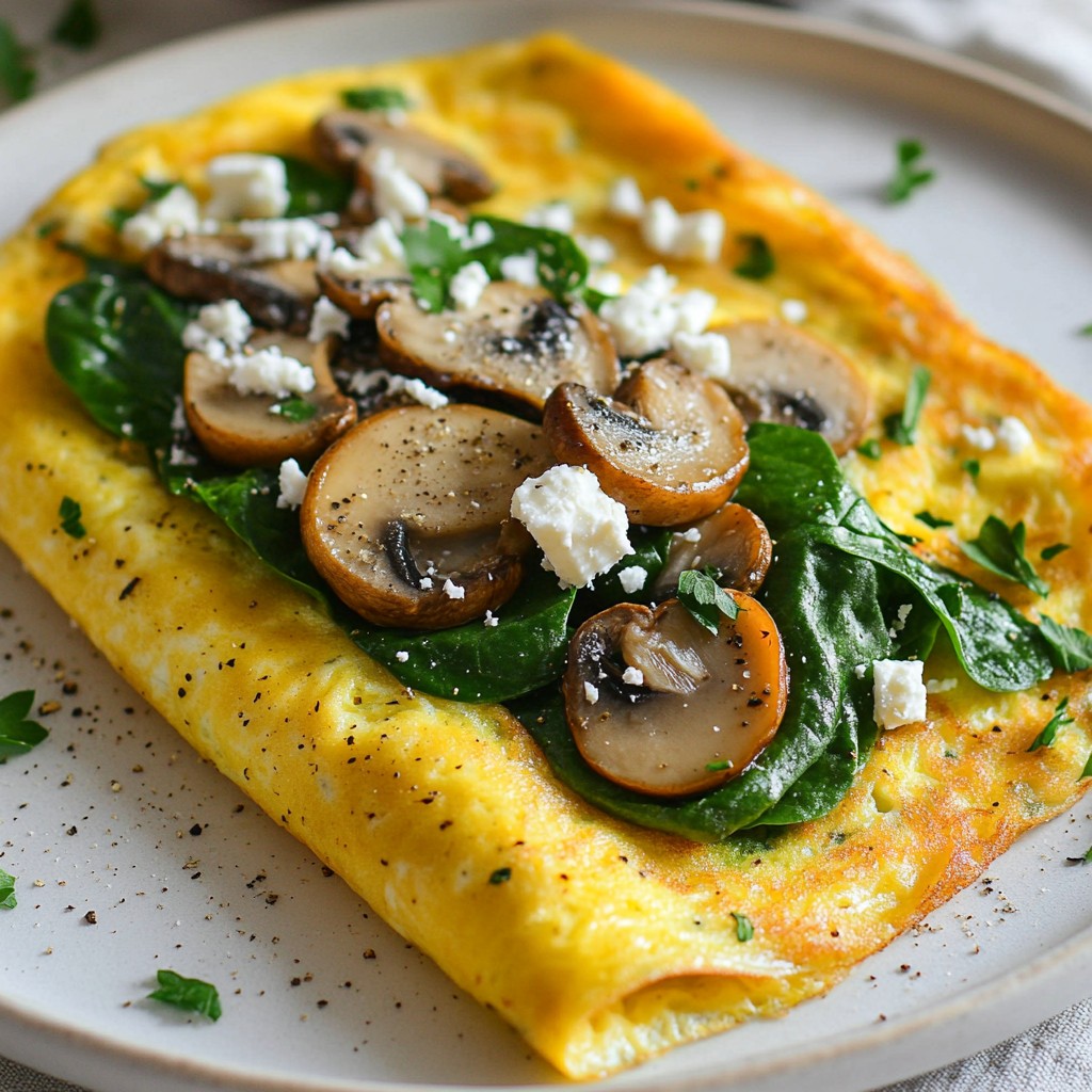 Savory Healthy Mushroom Spinach Omelette Recipe