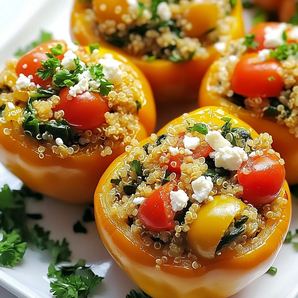 Savory Healthy Quinoa Spinach Stuffed Bell Peppers