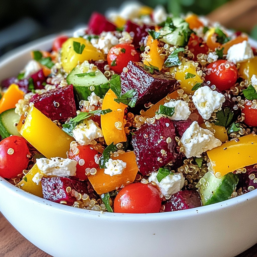Colorful Healthy Roasted Beet Quinoa Salad Recipe