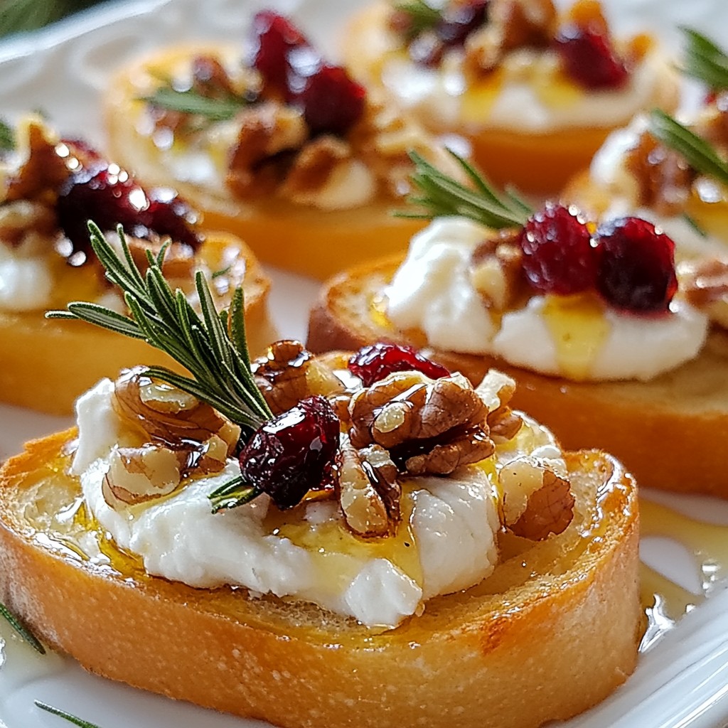 Cranberry Honey Goat Cheese Crostini Delightful Snack