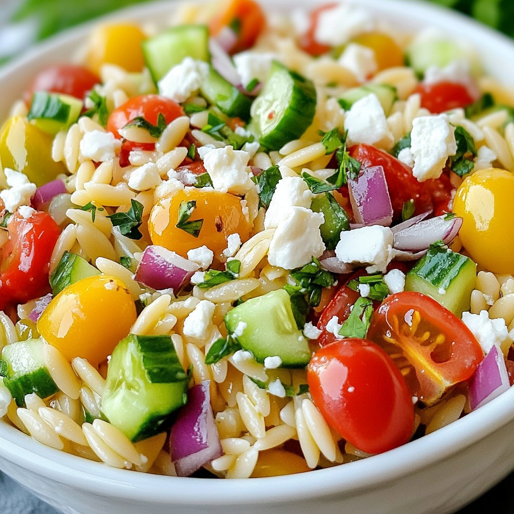 Greek Orzo Pasta Salad Fresh and Flavorful Dish