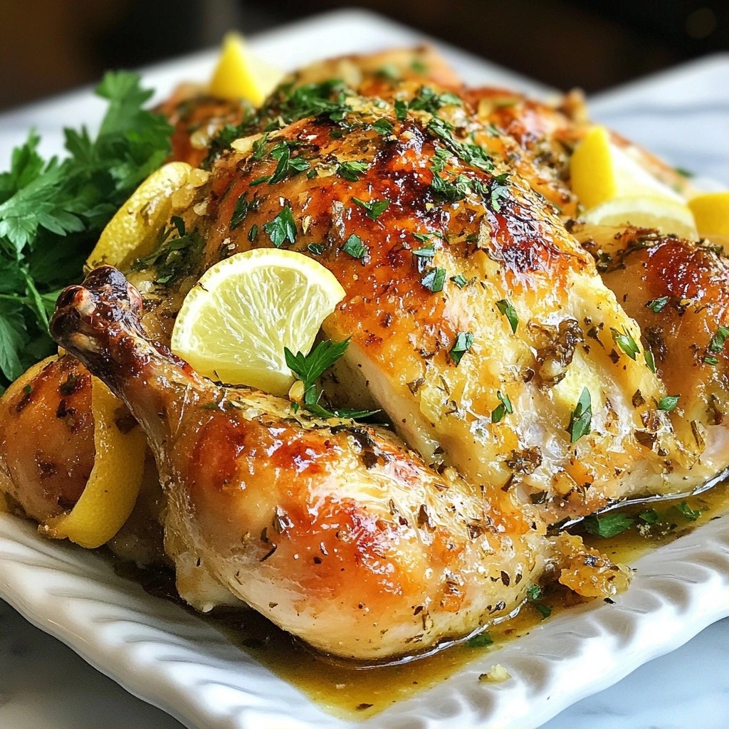 Flavorful Healthy Lemon Garlic Roasted Chicken Recipe