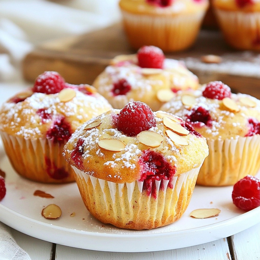 Fluffy Healthy Raspberry Almond Breakfast Muffins Recipe