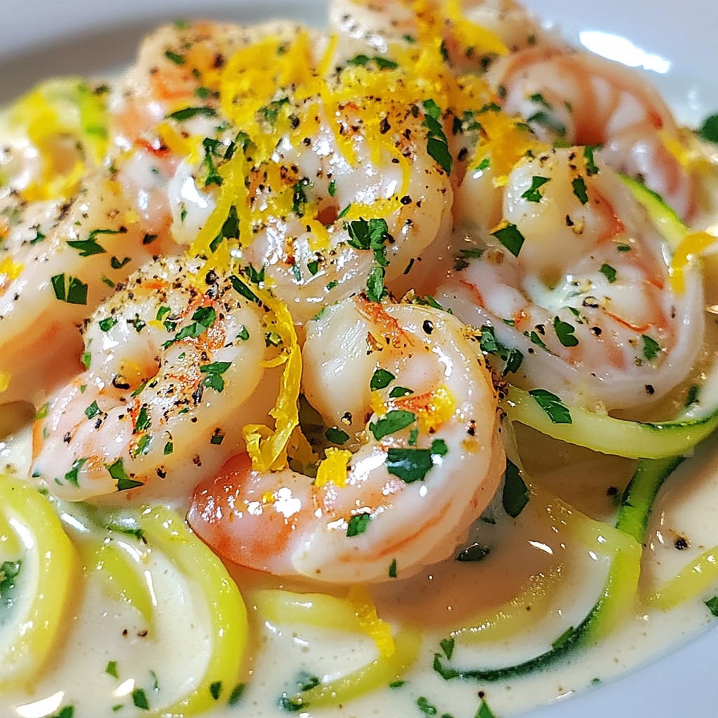 Zucchini Noodle Shrimp Alfredo Creamy and Satisfying Dish
