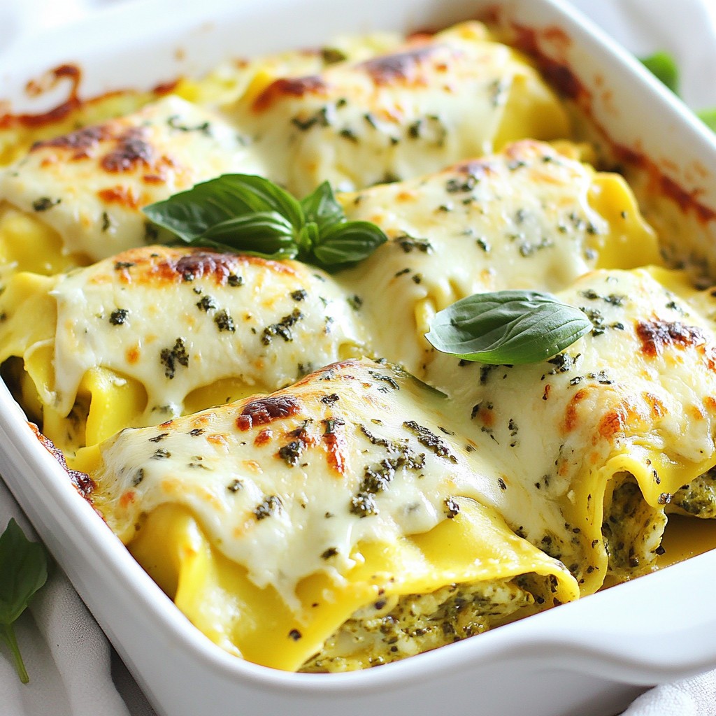 Creamy Pesto Chicken Lasagna Roll-Ups Delight