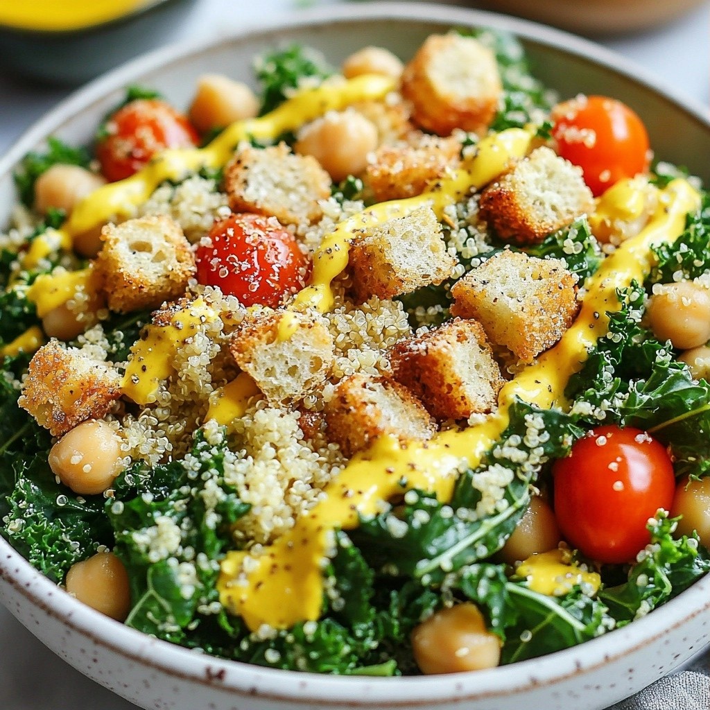 Crispy Healthy Quinoa Kale Caesar Salad Delight