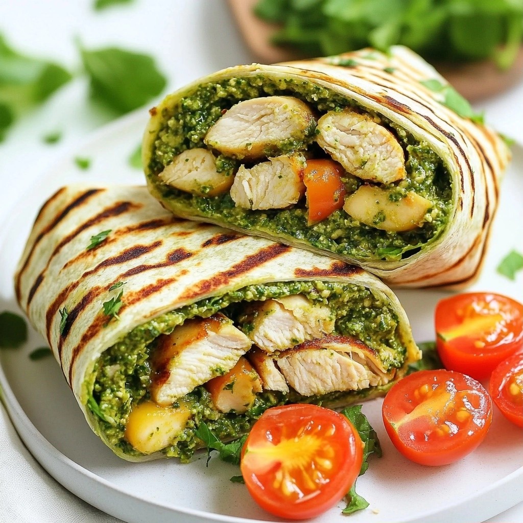 Nutty Healthy Almond Pesto Chicken Wrap Delight